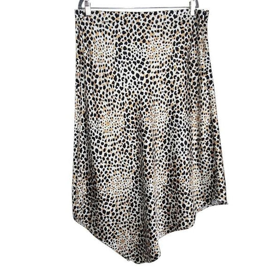 Forever 21 Asymmetrical Leopard Print Midi Skirt Size 3X Leopard Print Skirt