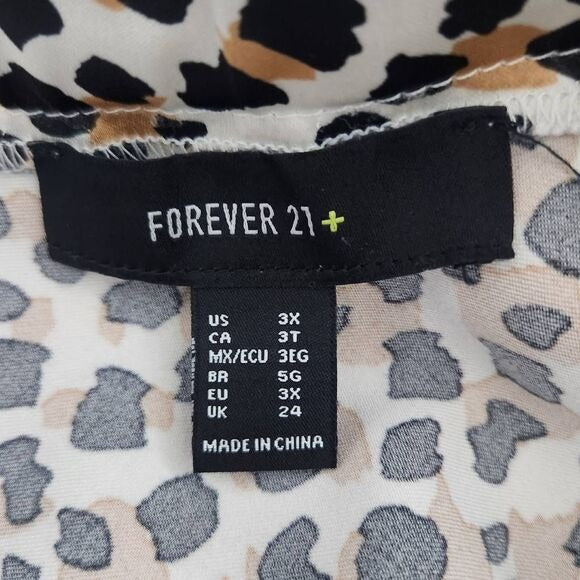 Forever 21 Asymmetrical Leopard Print Midi Skirt Size 3X Leopard Print Skirt