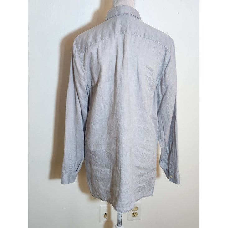 J. Jill Gray Linen Tunic Button Down Shirt Size Medium