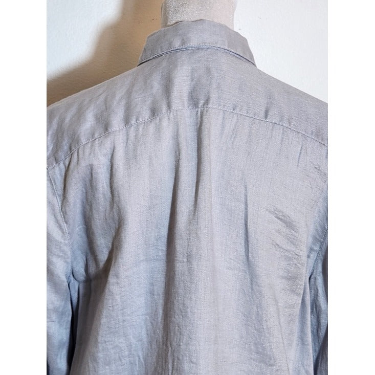 J. Jill Gray Linen Tunic Button Down Shirt Size Medium