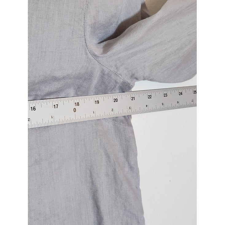 J. Jill Gray Linen Tunic Button Down Shirt Size Medium
