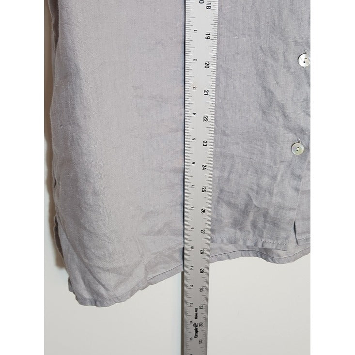 J. Jill Gray Linen Tunic Button Down Shirt Size Medium