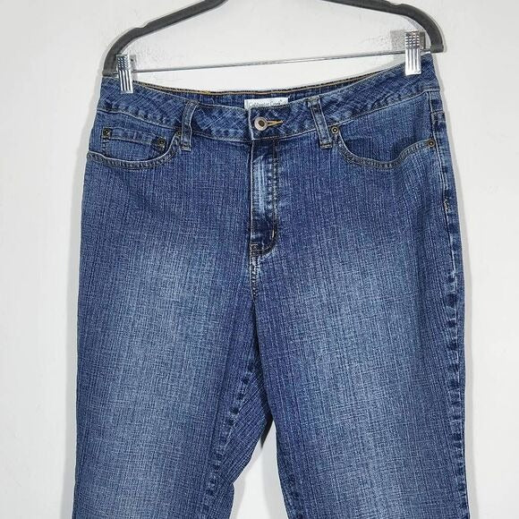 Coldwater Creek Boho Capri Jeans with Brown Embroidery Size 14