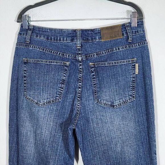 Coldwater Creek Boho Capri Jeans with Brown Embroidery Size 14