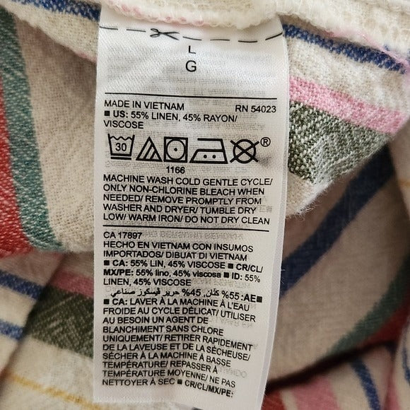 Old Navy Sleeveless Multicolor Striped Shirt Dress Size Large Linen Blend Dress