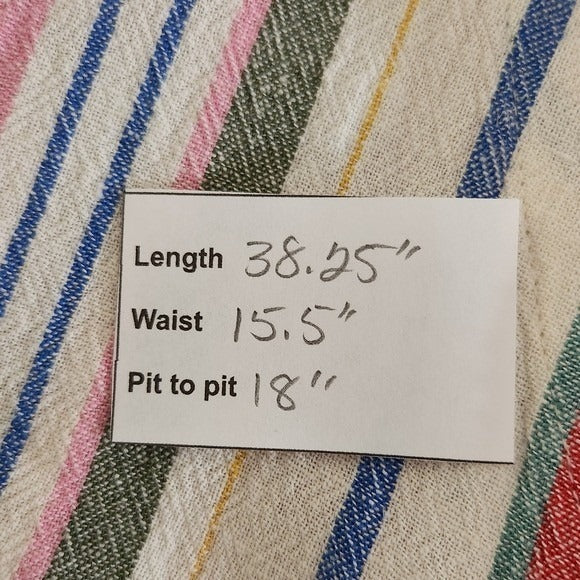 Old Navy Sleeveless Multicolor Striped Shirt Dress Size Large Linen Blend Dress