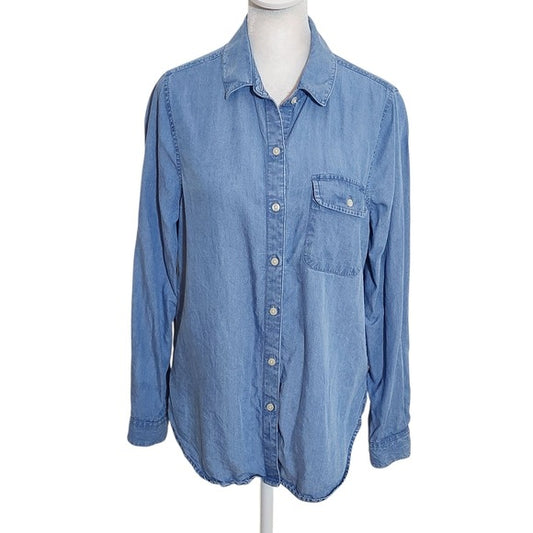 Lucky Brand Blue Chambray Button-Up Shirt Size Small