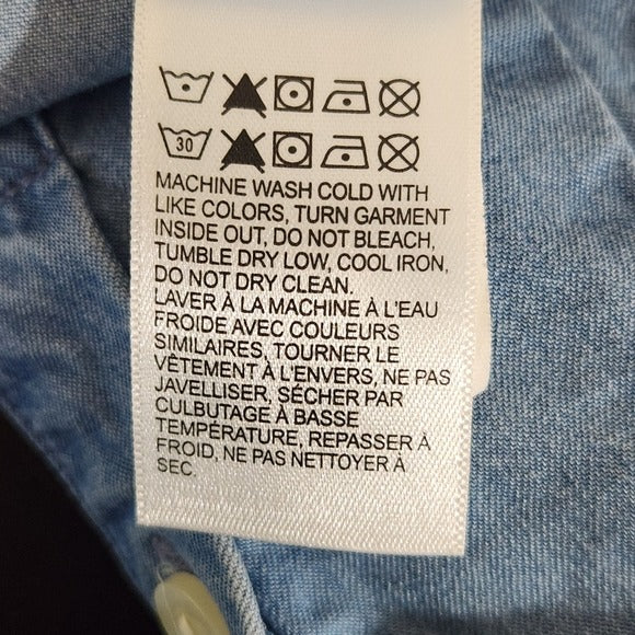 Lucky Brand Blue Chambray Button-Up Shirt Size Small