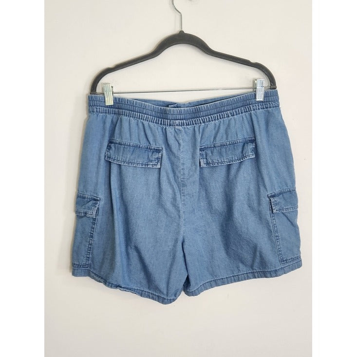 Forever 21 Light Wash Chambray Cargo Shorts Size XL