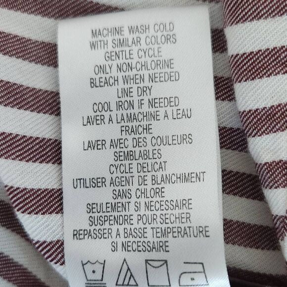 Como Blu Oxblood Stripe Blouse with Bell Sleeves Size 2X Burgundy and White Top