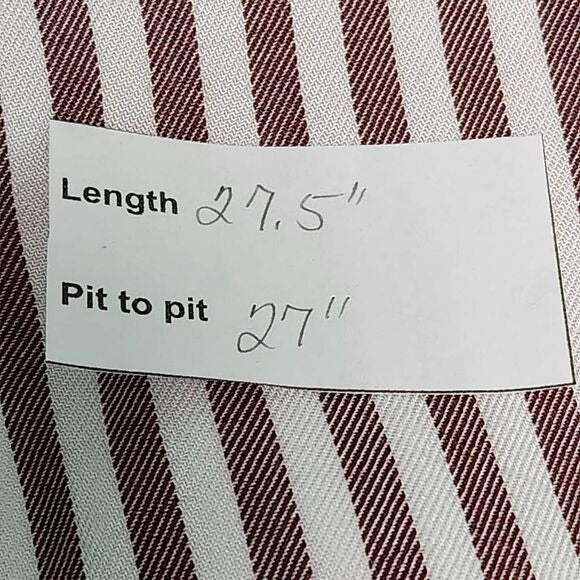 Como Blu Oxblood Stripe Blouse with Bell Sleeves Size 2X Burgundy and White Top