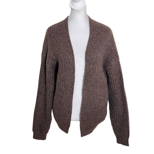 Universal Thread Brown Fuzzy Open Front Cardigan Size Large NWT