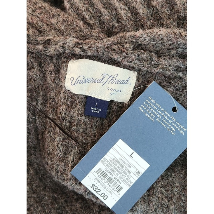Universal Thread Brown Fuzzy Open Front Cardigan Size Large NWT