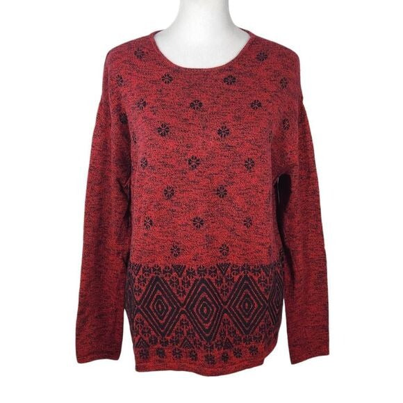 J. Jill Black and Red Sweater Size Small J Jill Aztec Pullover Sweater