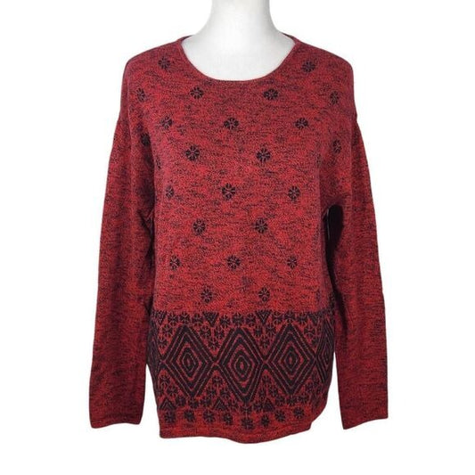 J. Jill Black and Red Sweater Size Small J Jill Aztec Pullover Sweater