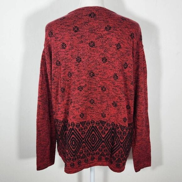 J. Jill Black and Red Sweater Size Small J Jill Aztec Pullover Sweater