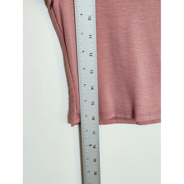 Bar III Dusty Pink Cropped Long Sleeve Tee Size Small NWT