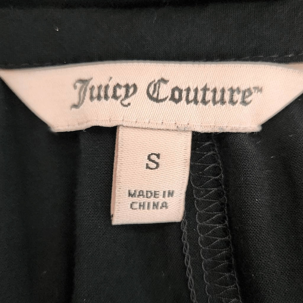 Juicy Couture Black Blouse with Beaded Neckline Size Small Black V-Neck Blouse