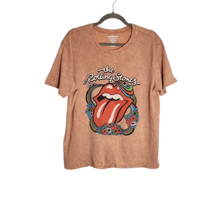 The Rolling Stones Tan Mineral Wash Graphic Tee Size Medium