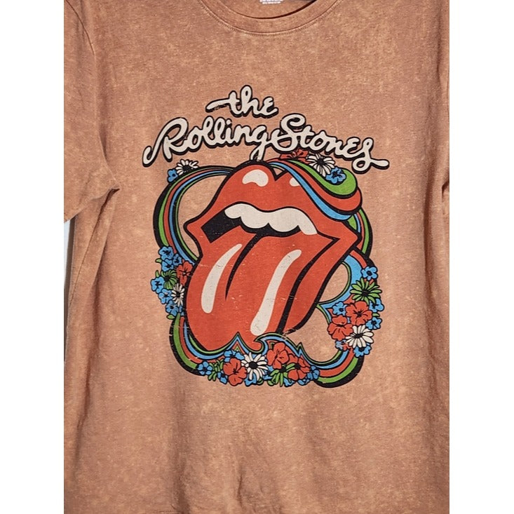 The Rolling Stones Tan Mineral Wash Graphic Tee Size Medium