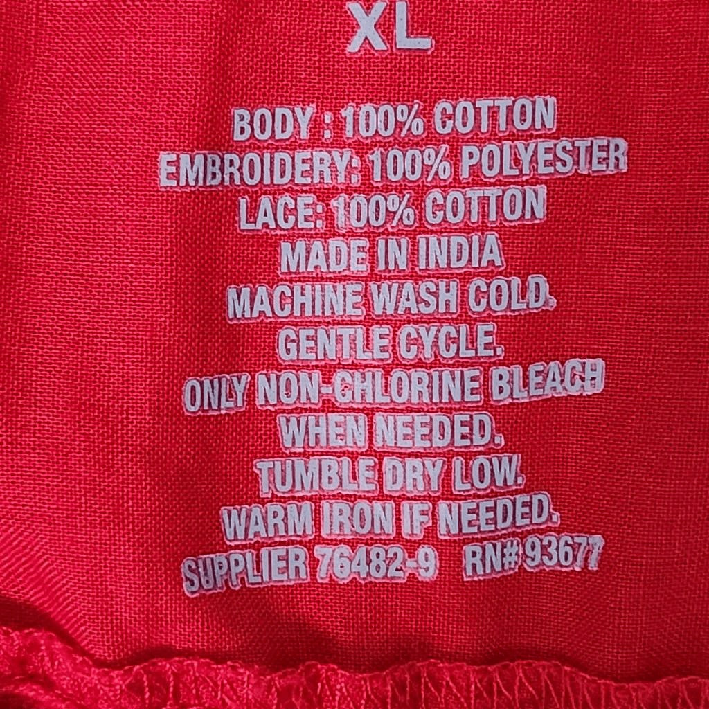 St. John's Bay Red Sleeveless Cotton Blouse with Eyelet Embroidery Size XL