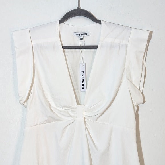 Steve Madden White Cotton A-Line Mini Dress Size Large NWT
