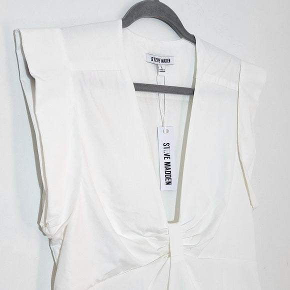 Steve Madden White Cotton A-Line Mini Dress Size Large NWT