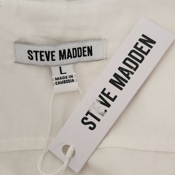 Steve Madden White Cotton A-Line Mini Dress Size Large NWT