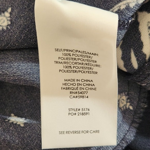 Cabi Navy Print Wide Leg Pants with Paisley Detail Size 6