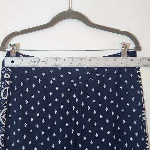 Cabi Navy Print Wide Leg Pants with Paisley Detail Size 6