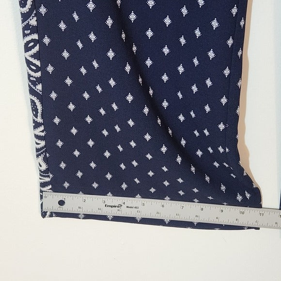 Cabi Navy Print Wide Leg Pants with Paisley Detail Size 6
