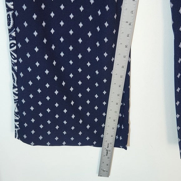 Cabi Navy Print Wide Leg Pants with Paisley Detail Size 6