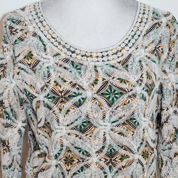 Solitaire Women's Embroidered Blouse Size Large Solitaire Multi-Color Boho Top