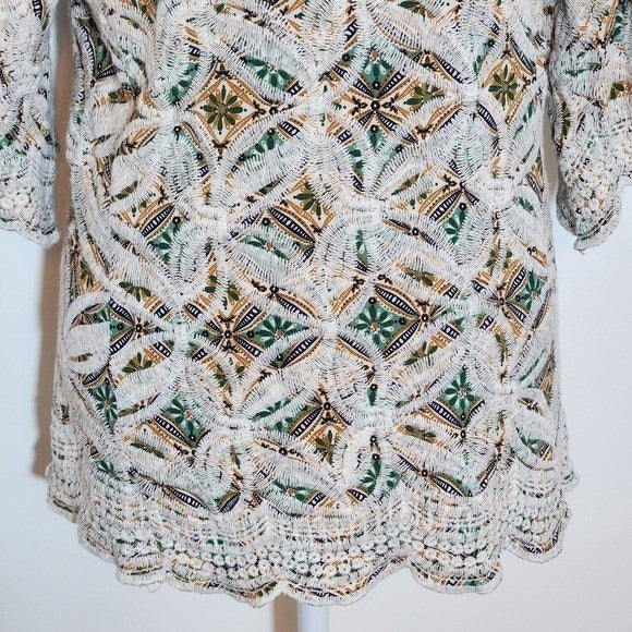 Solitaire Women's Embroidered Blouse Size Large Solitaire Multi-Color Boho Top