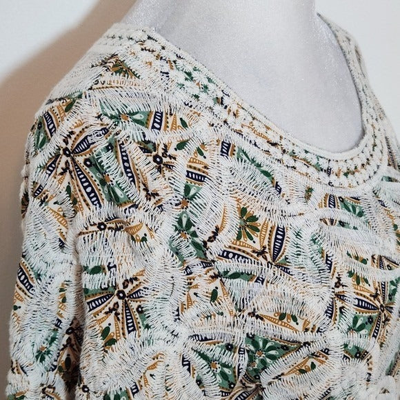 Solitaire Women's Embroidered Blouse Size Large Solitaire Multi-Color Boho Top