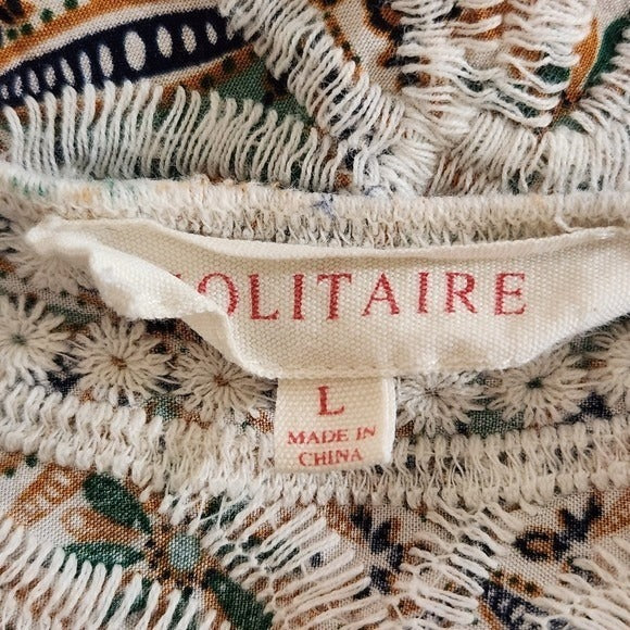 Solitaire Women's Embroidered Blouse Size Large Solitaire Multi-Color Boho Top