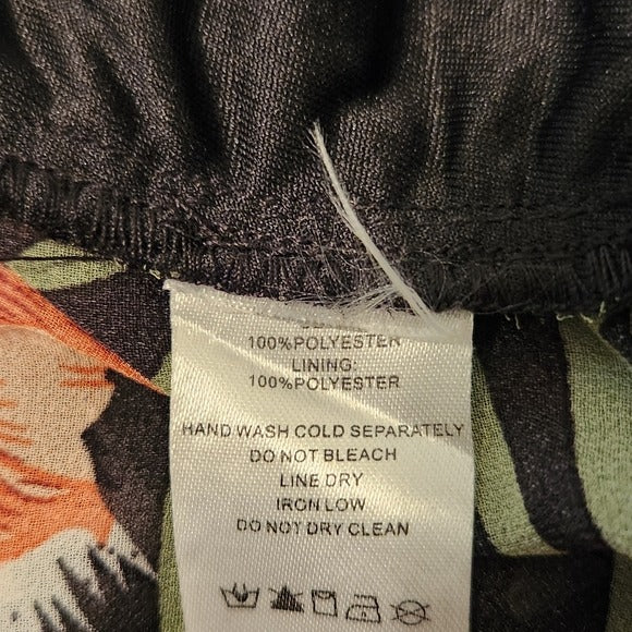 Milk & Honey Black Floral Lace-Up Cropped Blouse Size Large NWOT