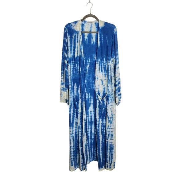 Folk Religion Blue Tie-Dye Kimono One Size