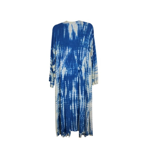 Folk Religion Blue Tie-Dye Kimono One Size