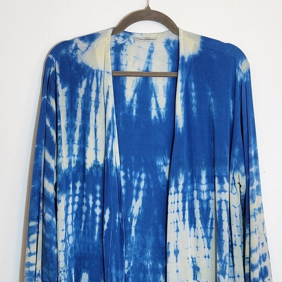 Folk Religion Blue Tie-Dye Kimono One Size