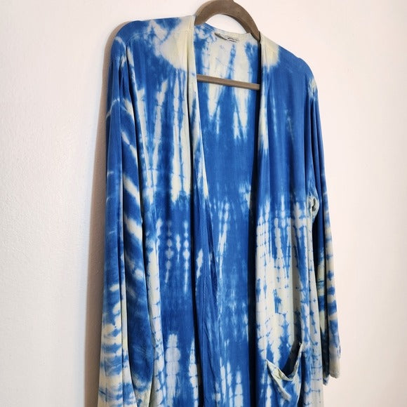 Folk Religion Blue Tie-Dye Kimono One Size