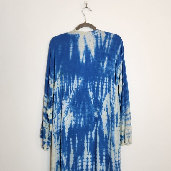 Folk Religion Blue Tie-Dye Kimono One Size