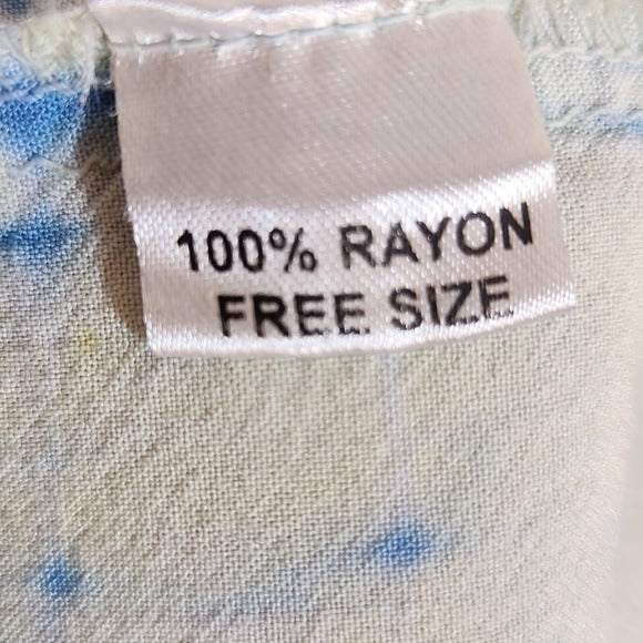 Folk Religion Blue Tie-Dye Kimono One Size