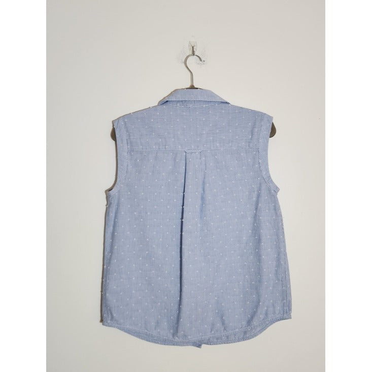 Draper James Blue and White Pinstripe Sleeveless Button-Down Shirt Size 8