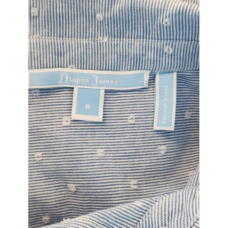 Draper James Blue and White Pinstripe Sleeveless Button-Down Shirt Size 8