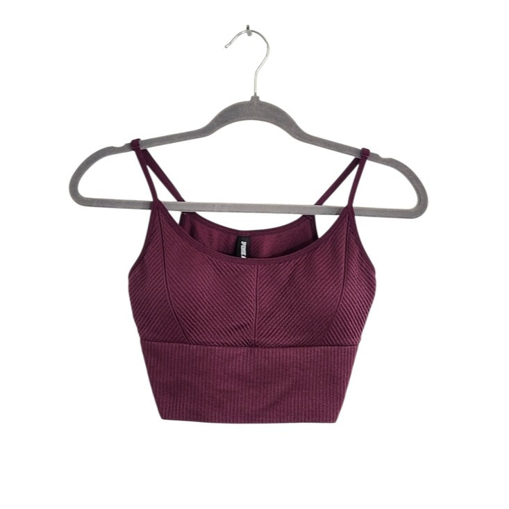 Pink Active Burgundy Plum Ribbed Sports Bra Size Medium