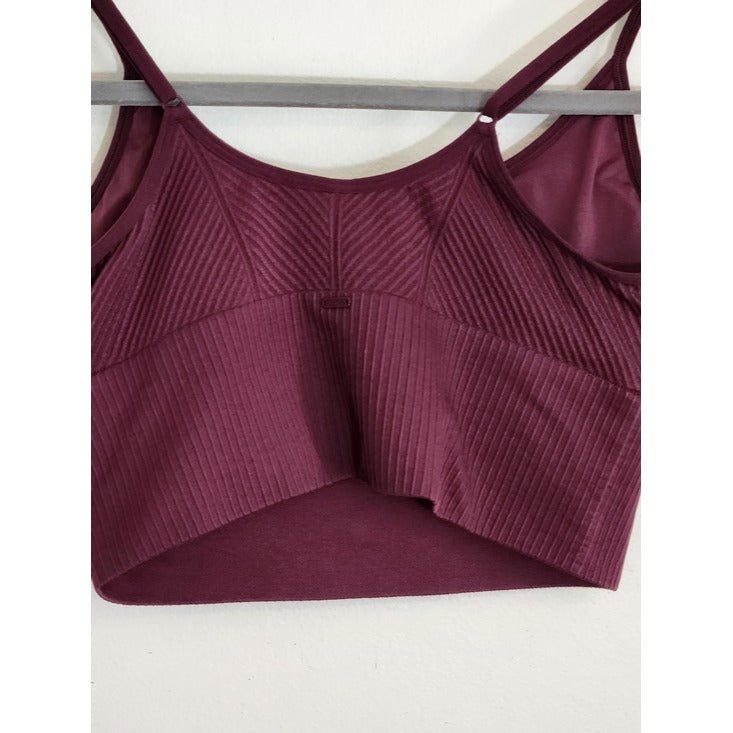 Pink Active Burgundy Plum Ribbed Sports Bra Size Medium