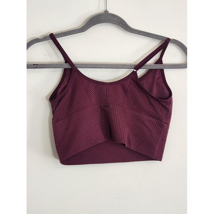 Pink Active Burgundy Plum Ribbed Sports Bra Size Medium