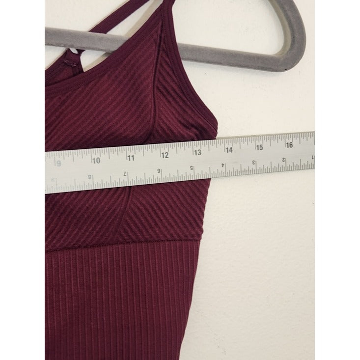 Pink Active Burgundy Plum Ribbed Sports Bra Size Medium