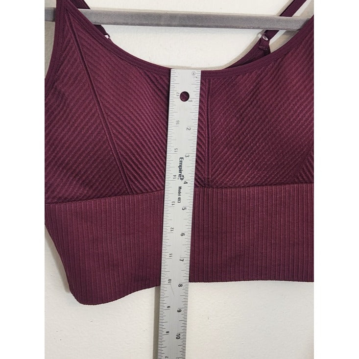 Pink Active Burgundy Plum Ribbed Sports Bra Size Medium